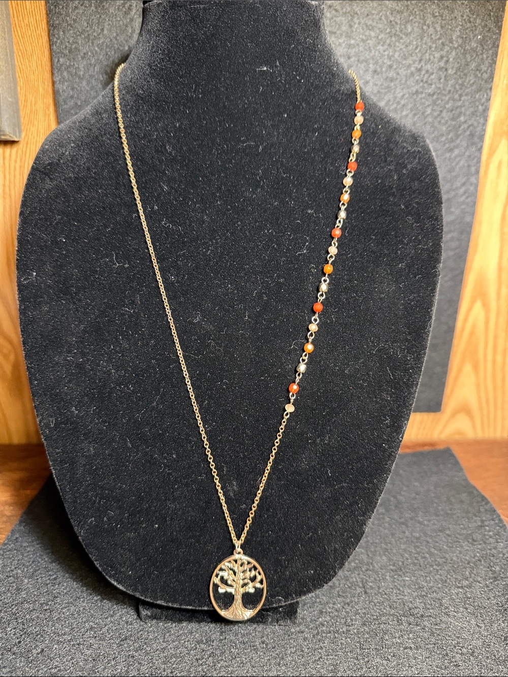 Claire's Gold-Tone Tree of Life Necklace with Orange Beads